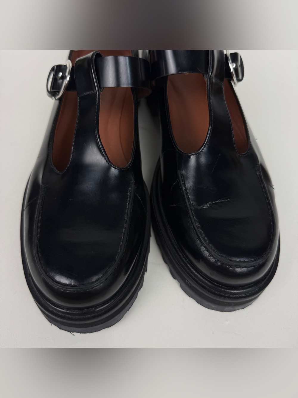 Reformation Patent Abalonia Mary Jane T Strap Lugged Loafers - Picture 8 of 8